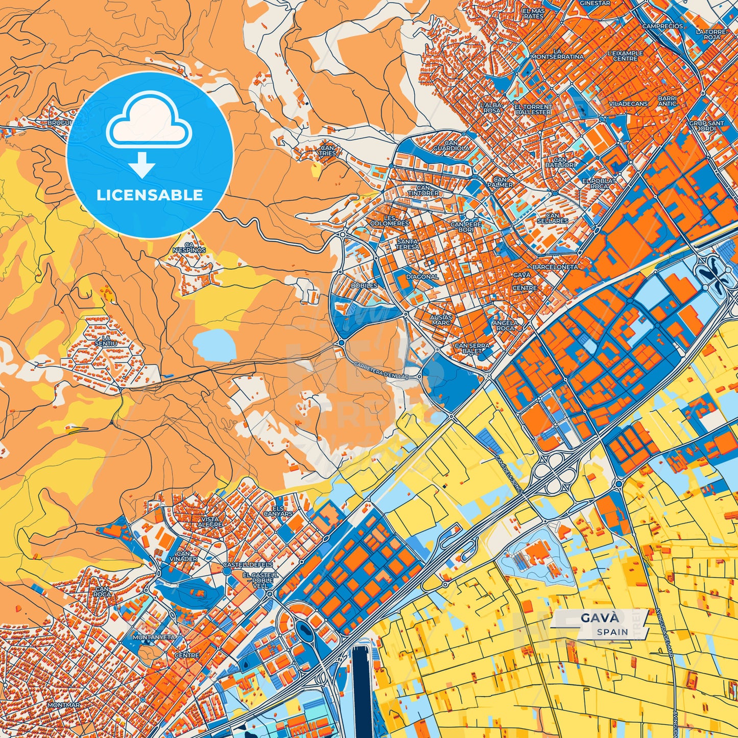 Canvas Print Template of Gavà Street Map