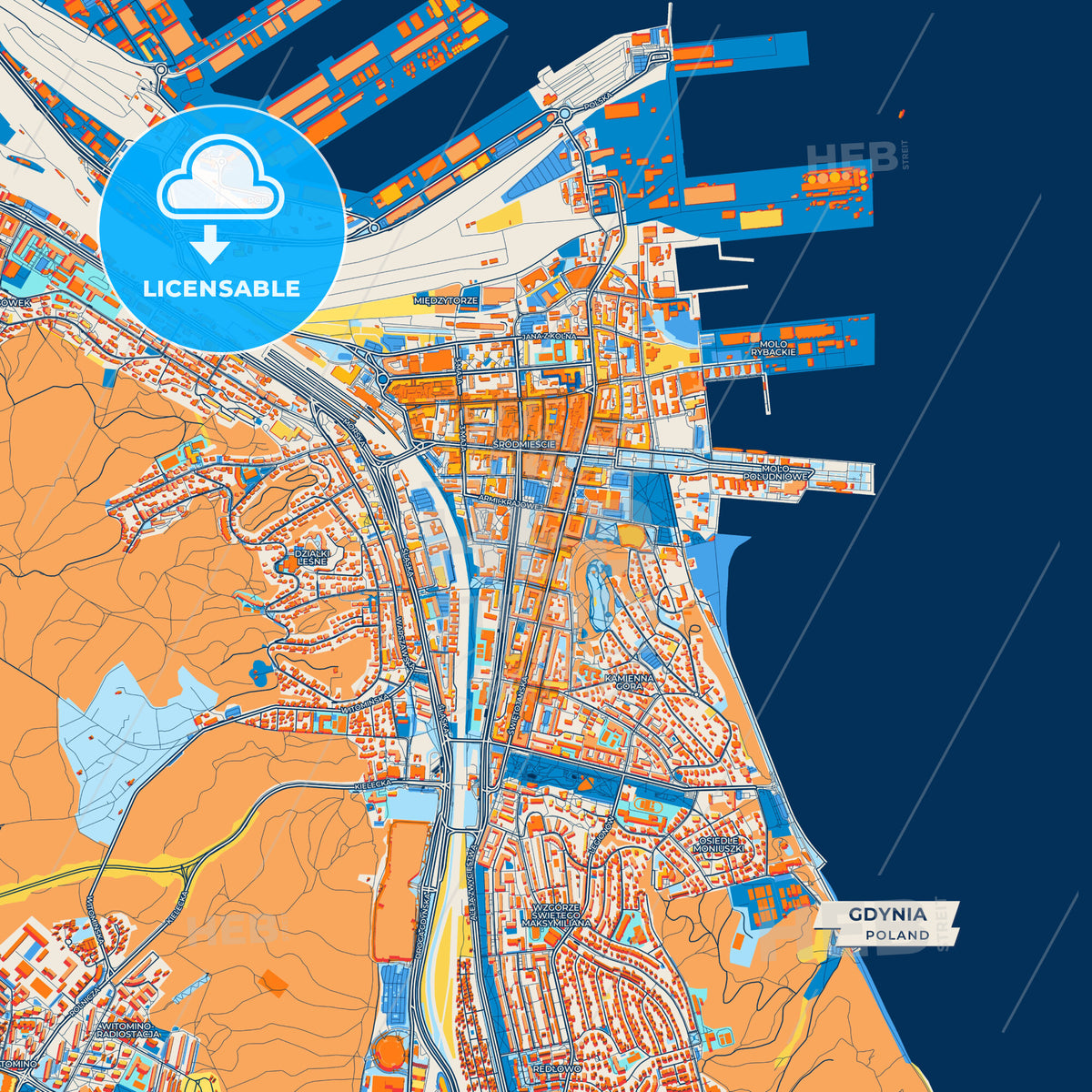 Canvas Print Template of Gdynia Street Map