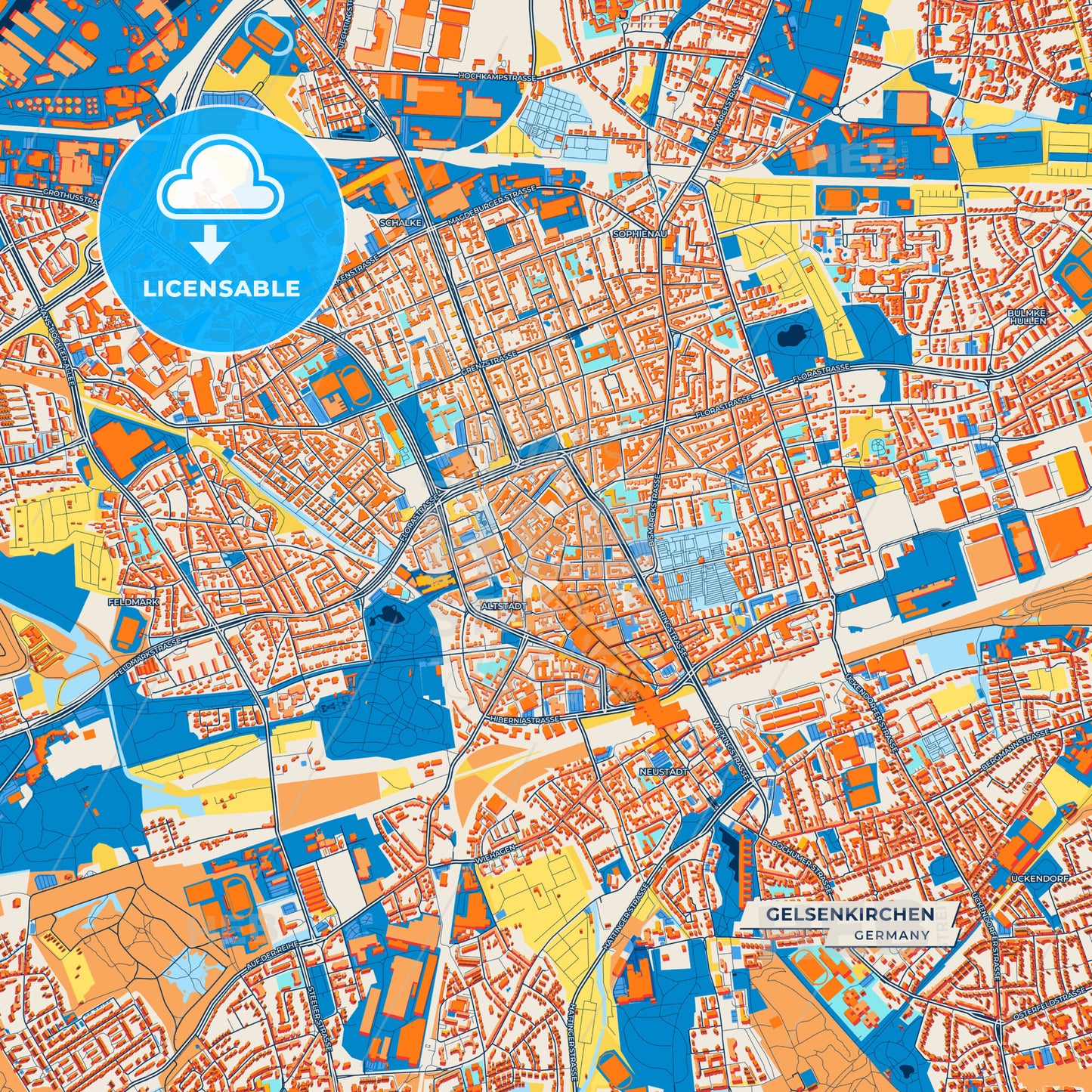 Canvas Print Template of Gelsenkirchen Street Map