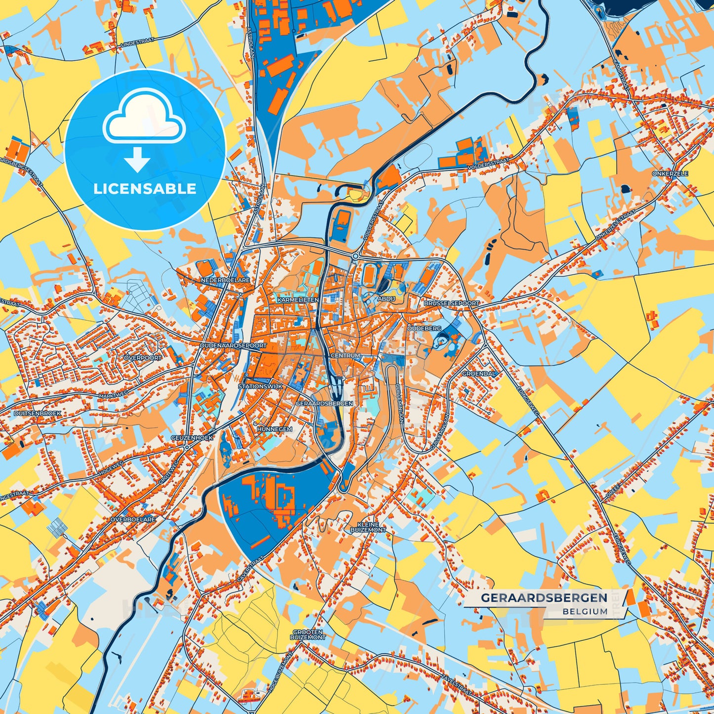 Canvas Print Template of Geraardsbergen Street Map