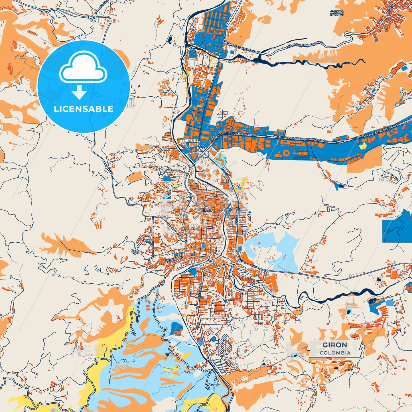Canvas Print Template of Giron Street Map