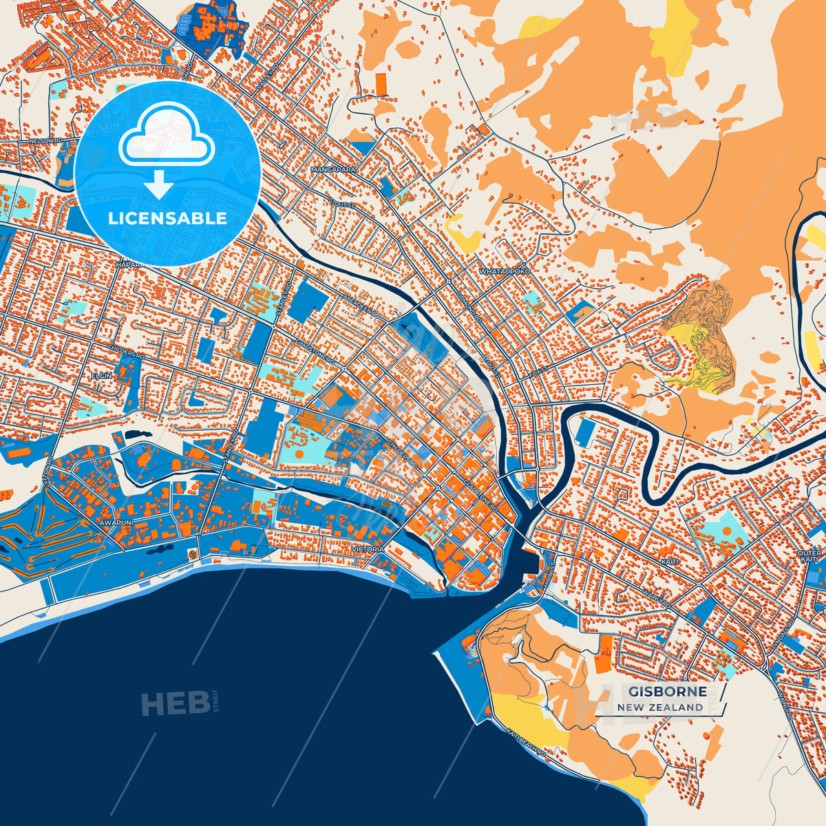 Canvas Print Template of Gisborne Street Map