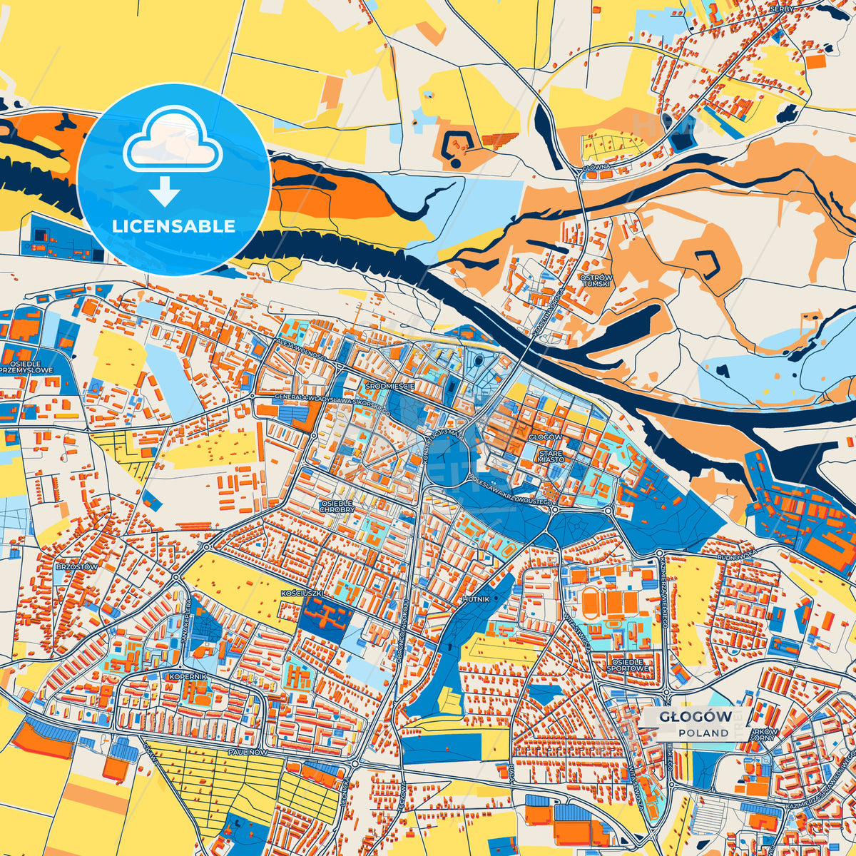 Canvas Print Template of Głogów Street Map