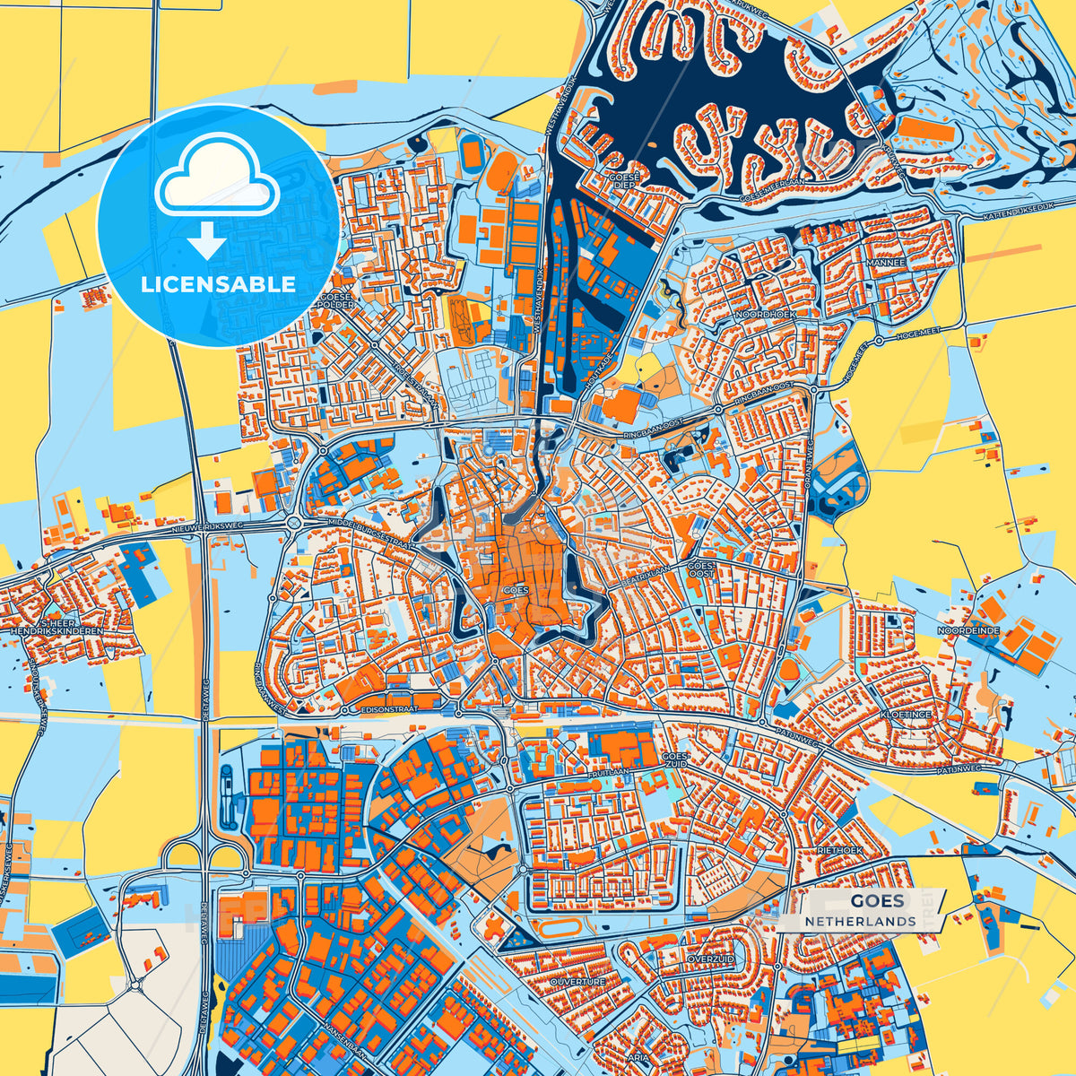 Canvas Print Template of Goes Street Map