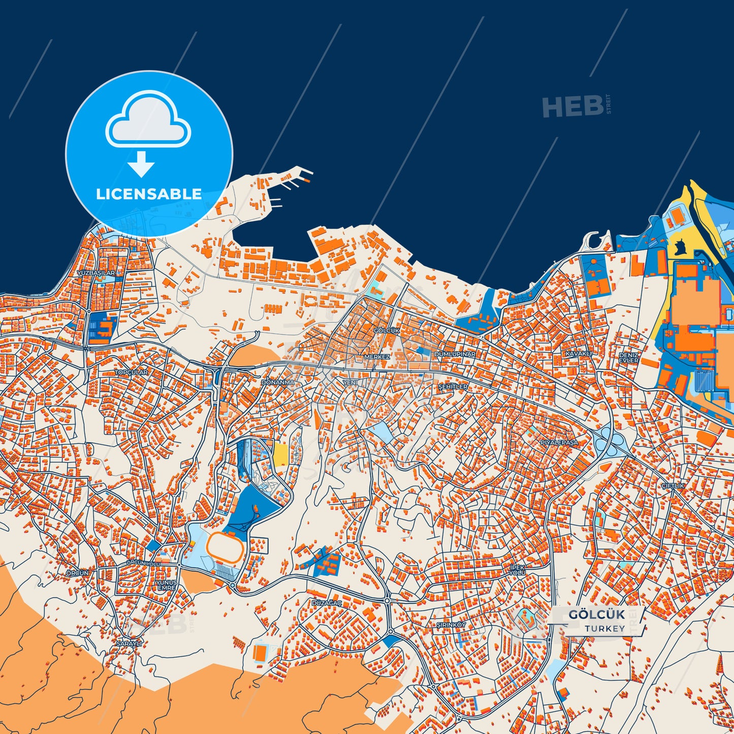 Canvas Print Template of Gölcük Street Map