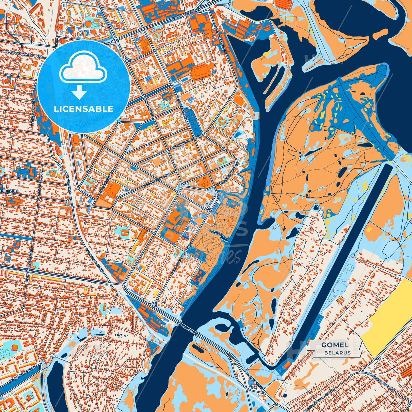 Canvas Print Template of Gomel Street Map