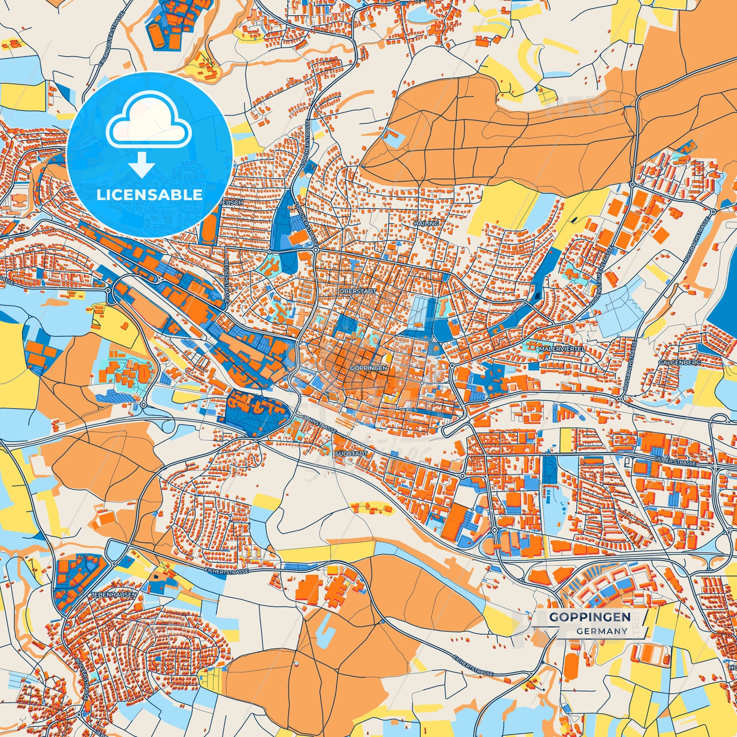 Canvas Print Template of Goppingen Street Map