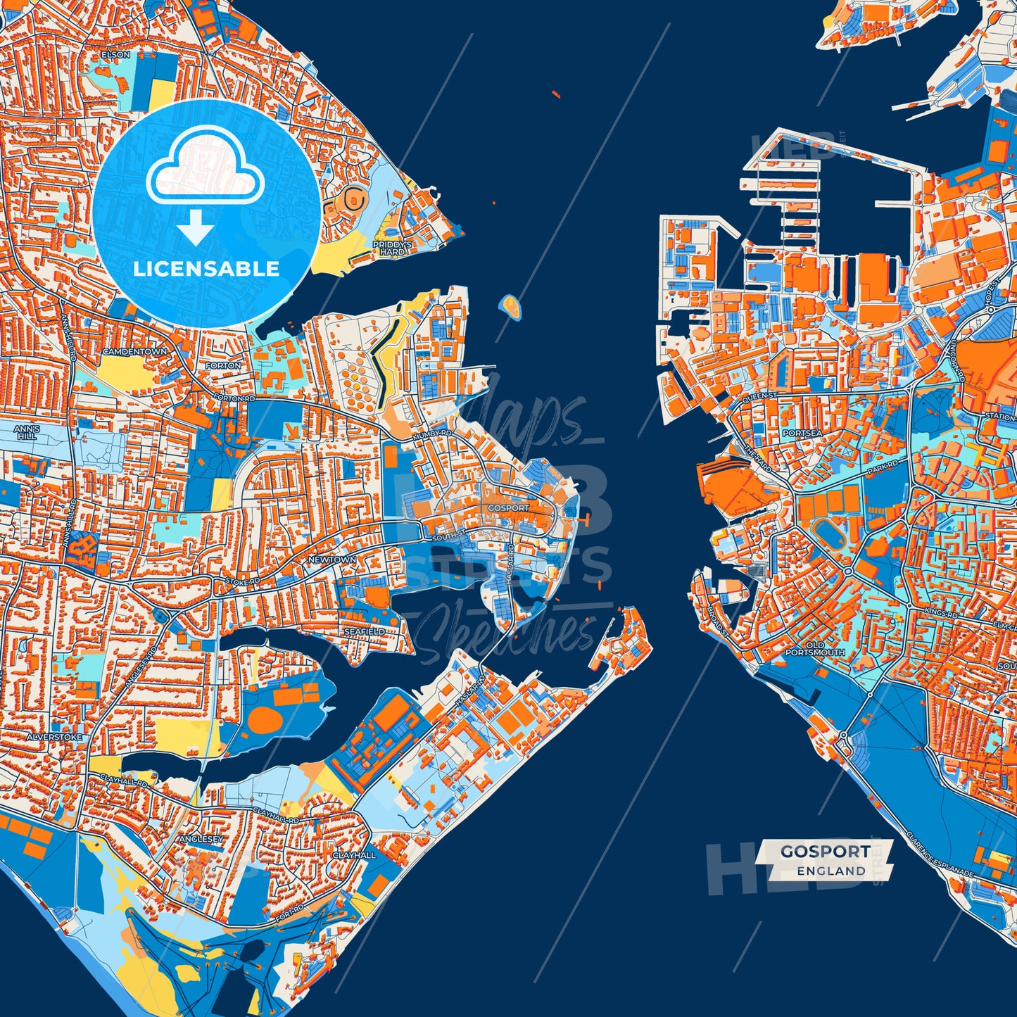 Canvas Print Template of Gosport Street Map