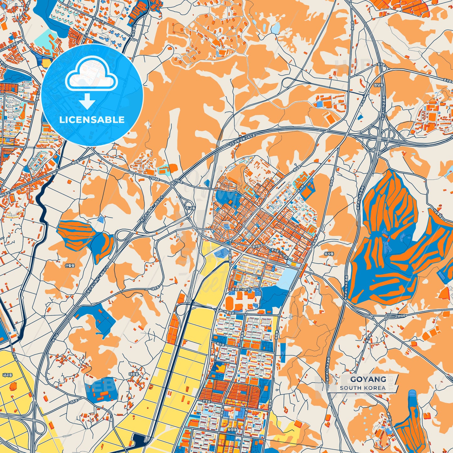 Canvas Print Template of Goyang Street Map