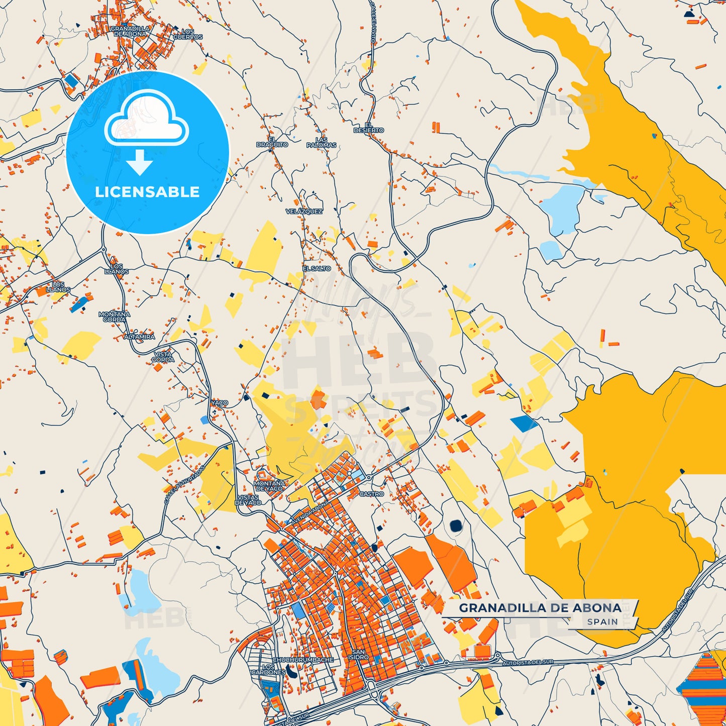 Canvas Print Template of Granadilla de Abona Street Map