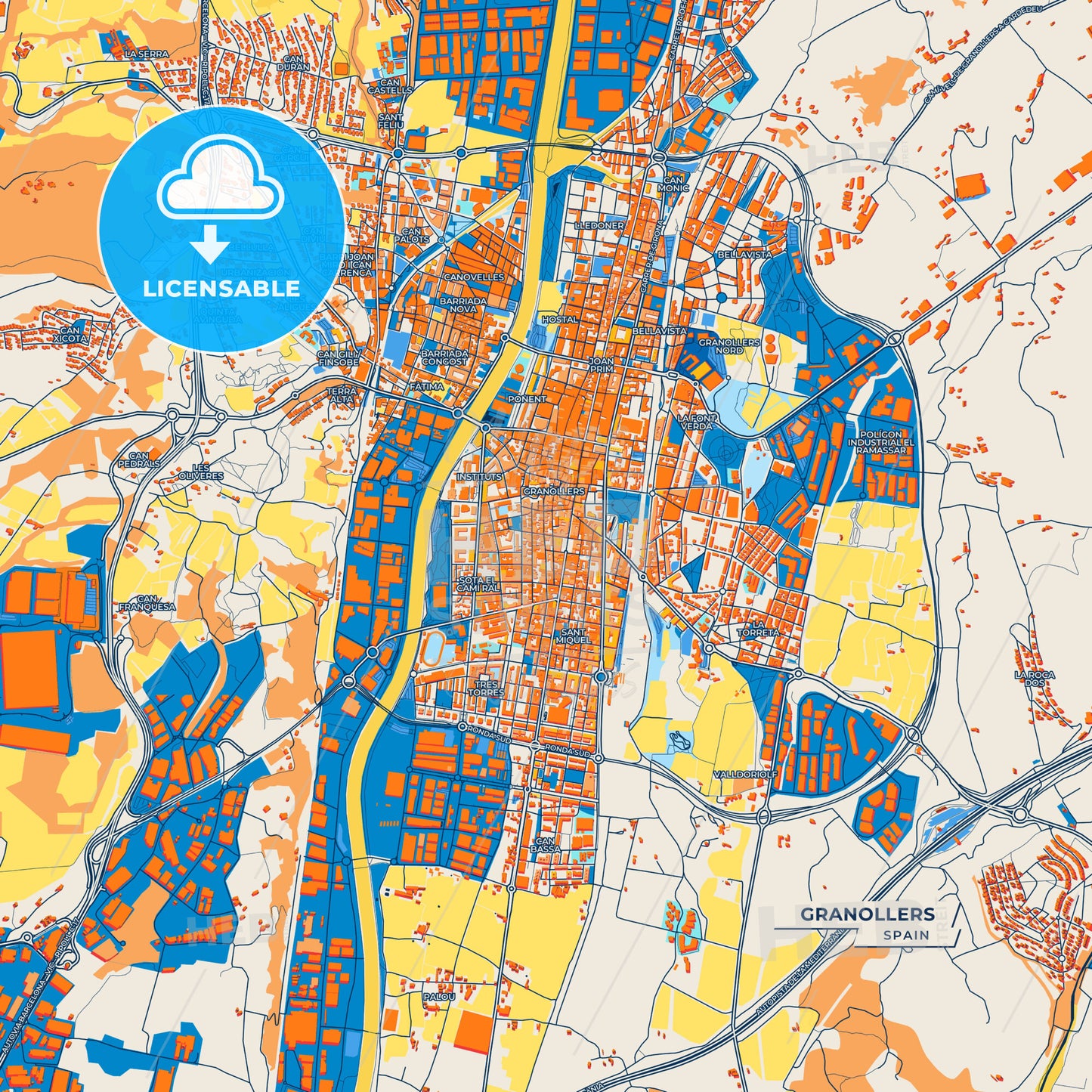 Canvas Print Template of Granollers Street Map