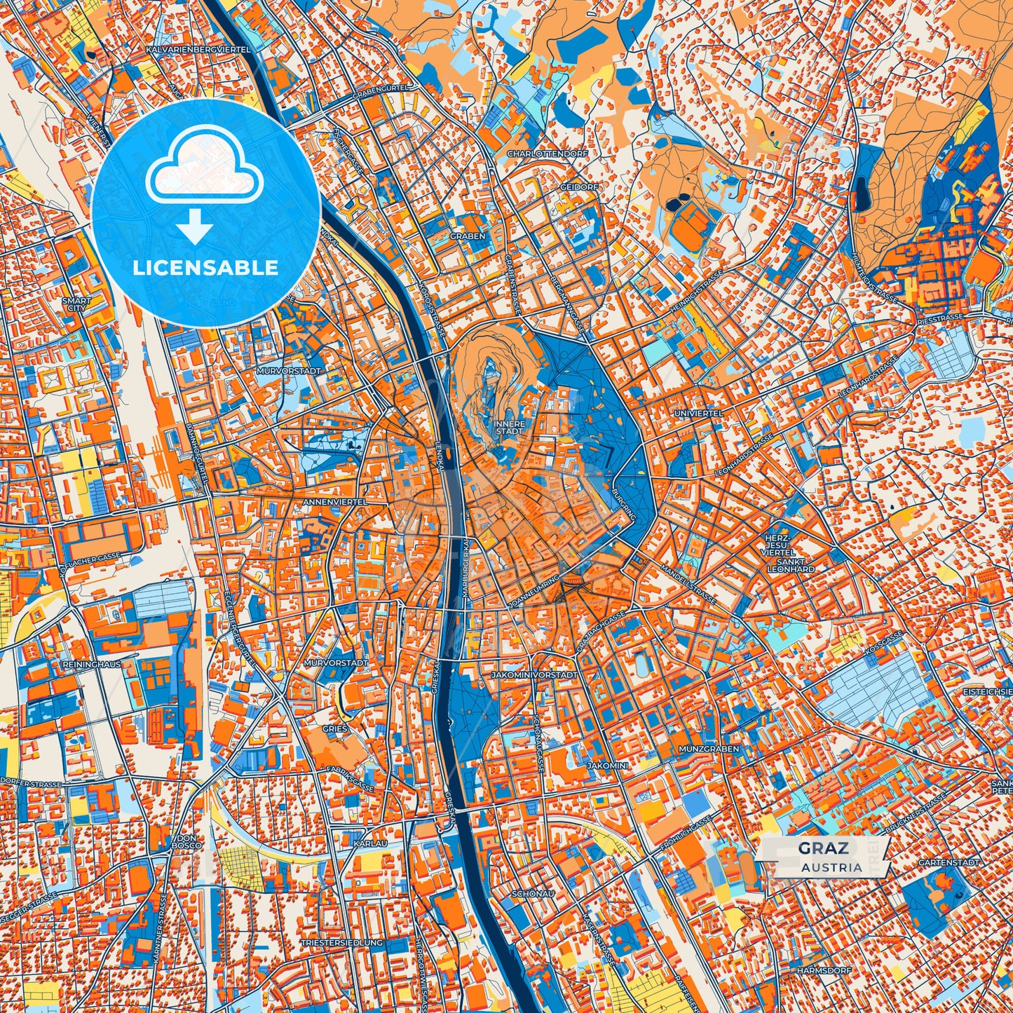 Canvas Print Template of Graz Street Map
