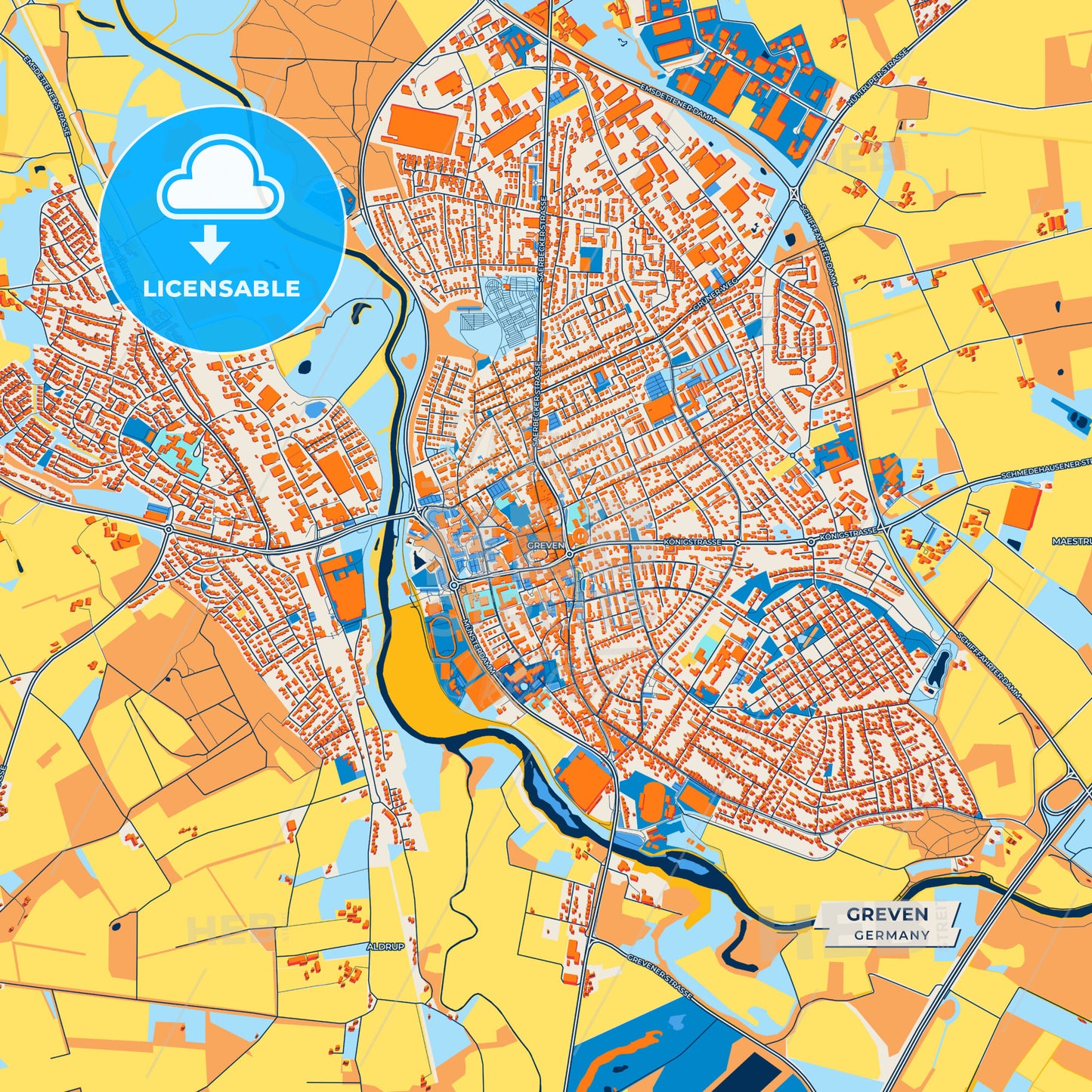 Canvas Print Template of Greven Street Map