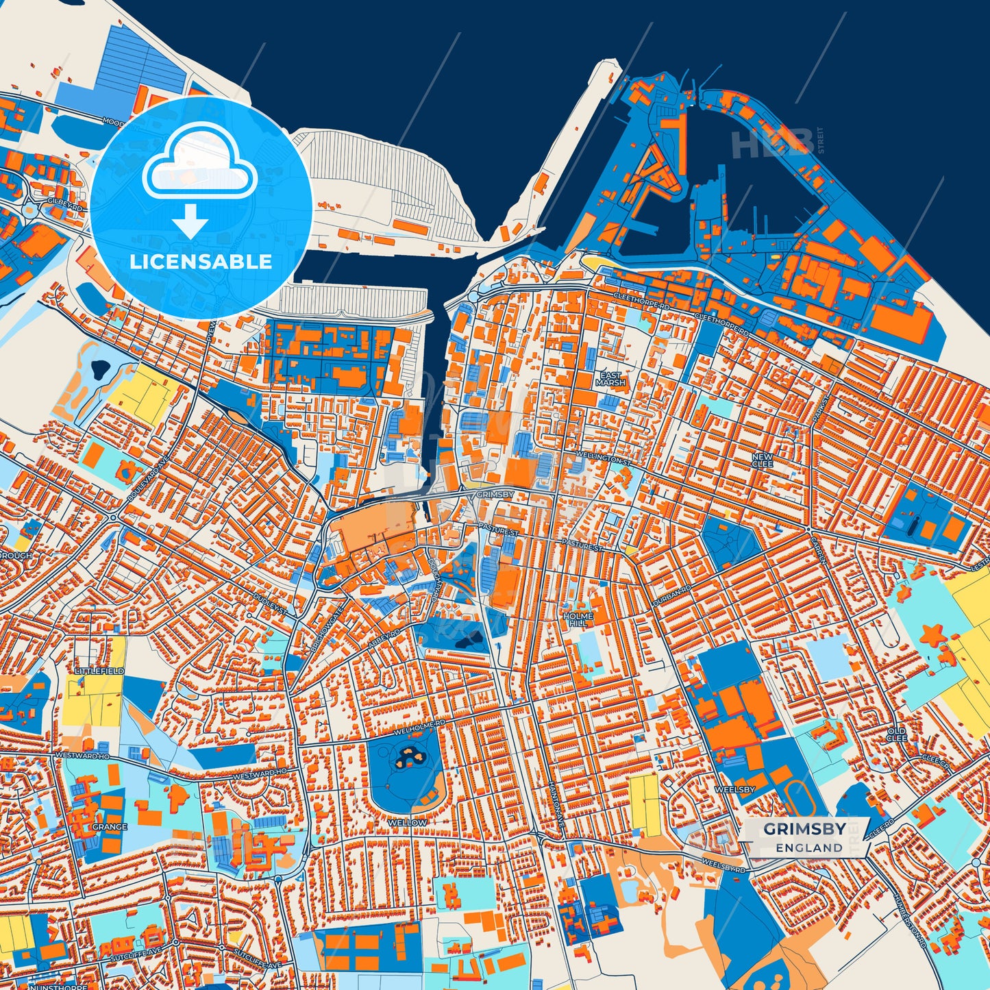 Canvas Print Template of Grimsby Street Map