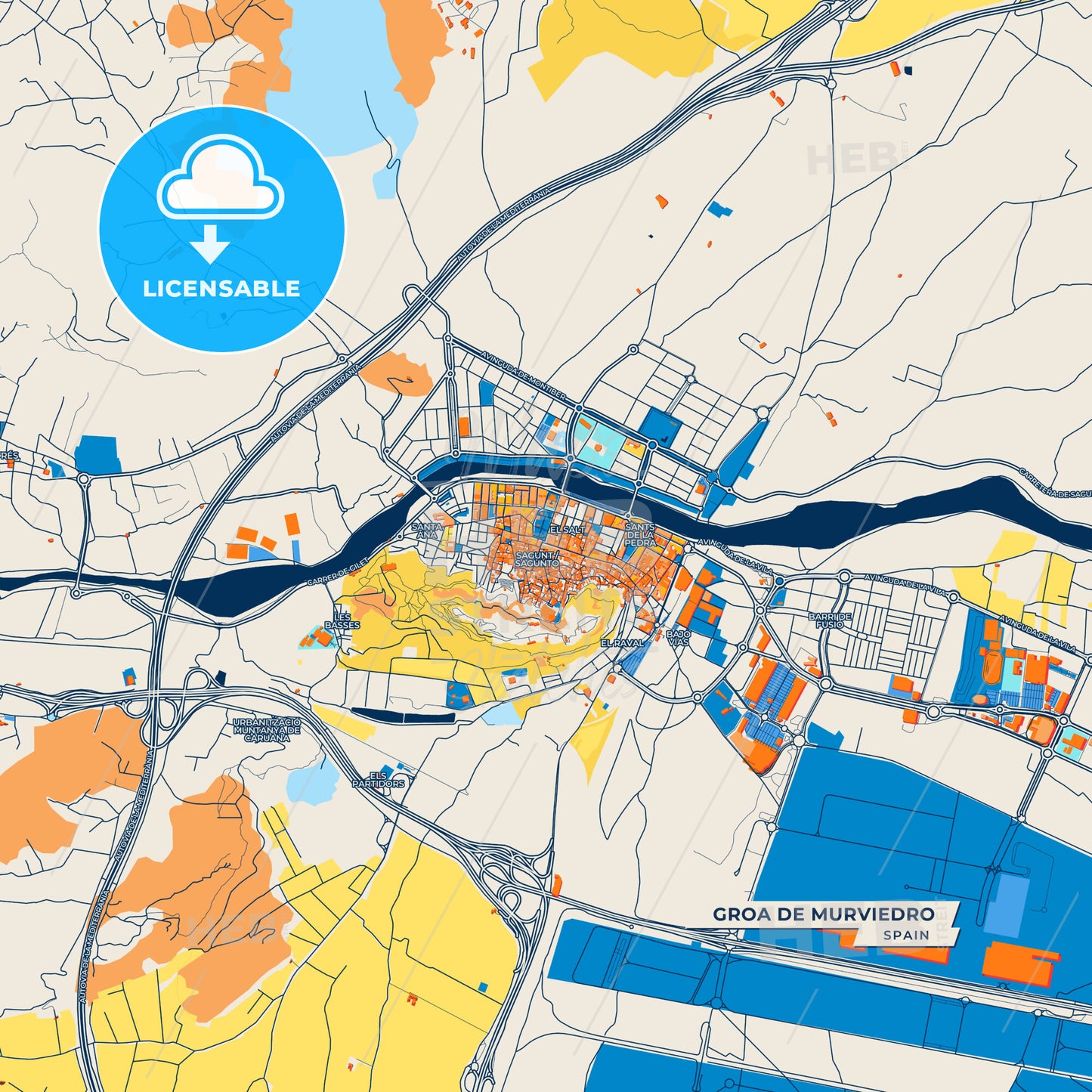 Canvas Print Template of Groa de Murviedro Street Map