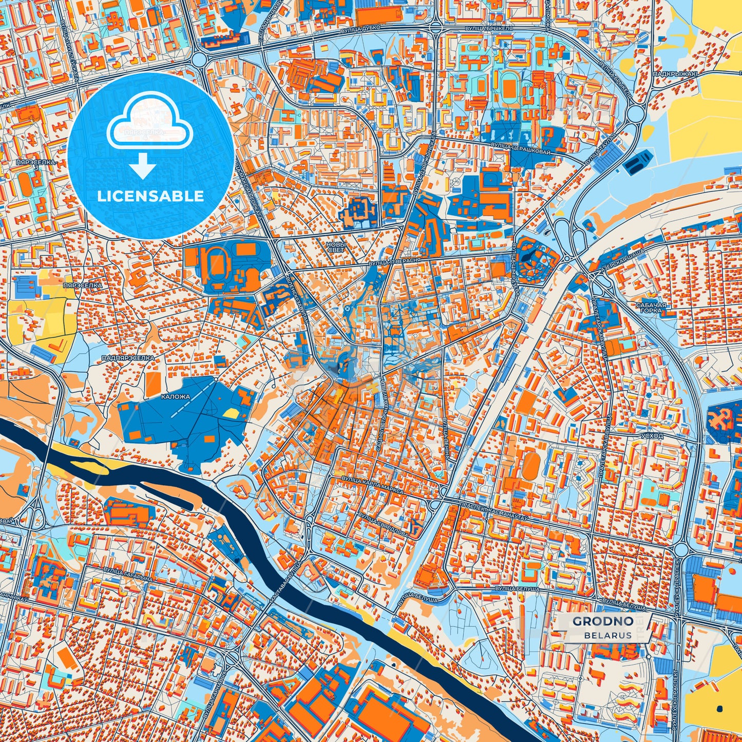 Canvas Print Template of Grodno Street Map