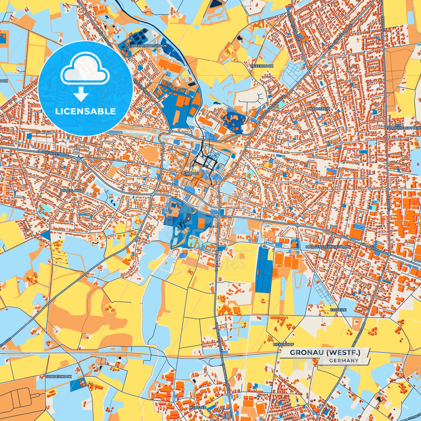 Canvas Print Template of Gronau (Westf.) Street Map