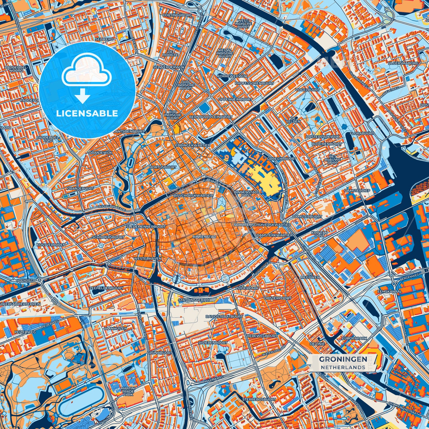 Canvas Print Template of Groningen Street Map