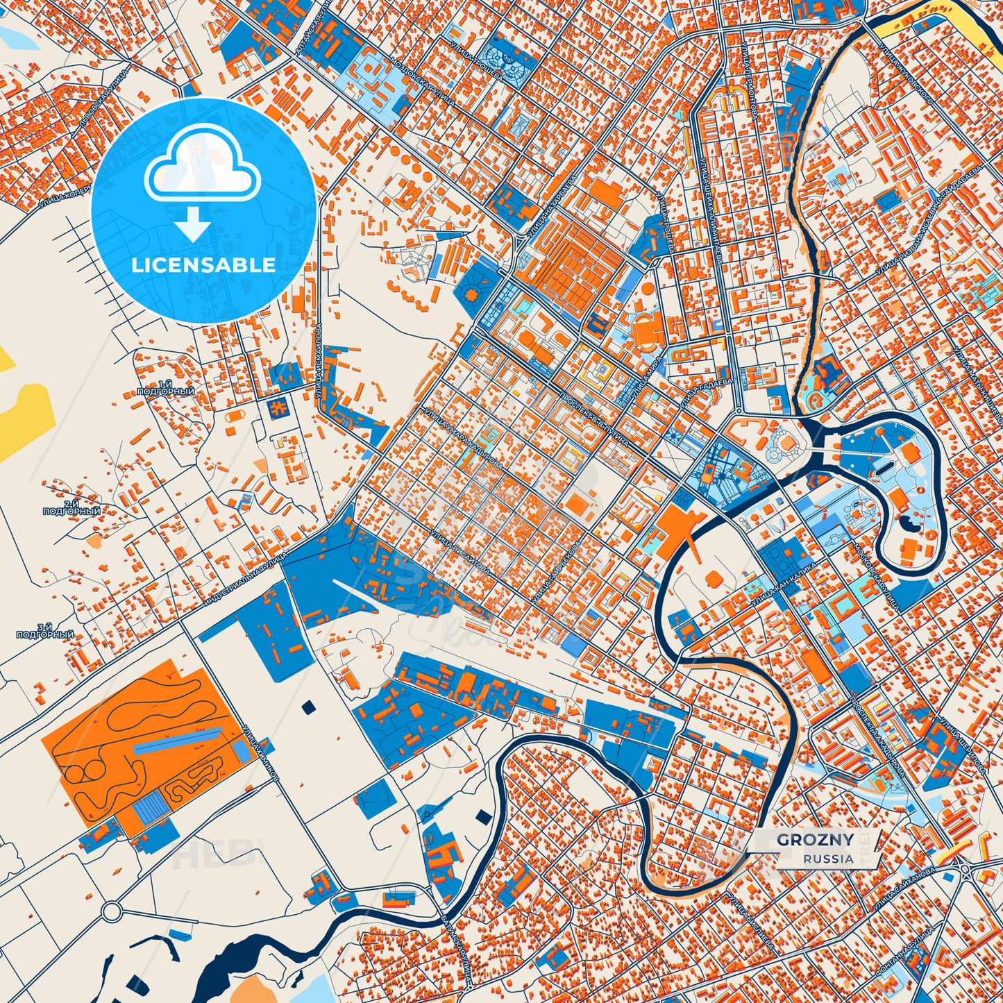 Canvas Print Template of Grozny Street Map