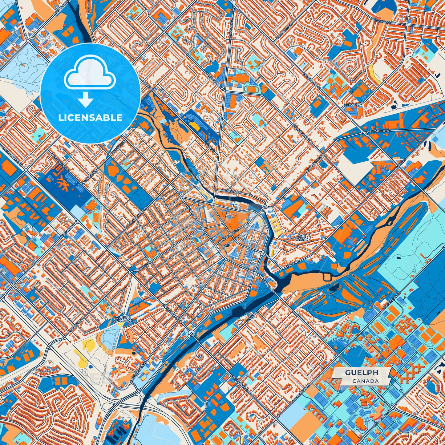 Canvas Print Template of Guelph Street Map