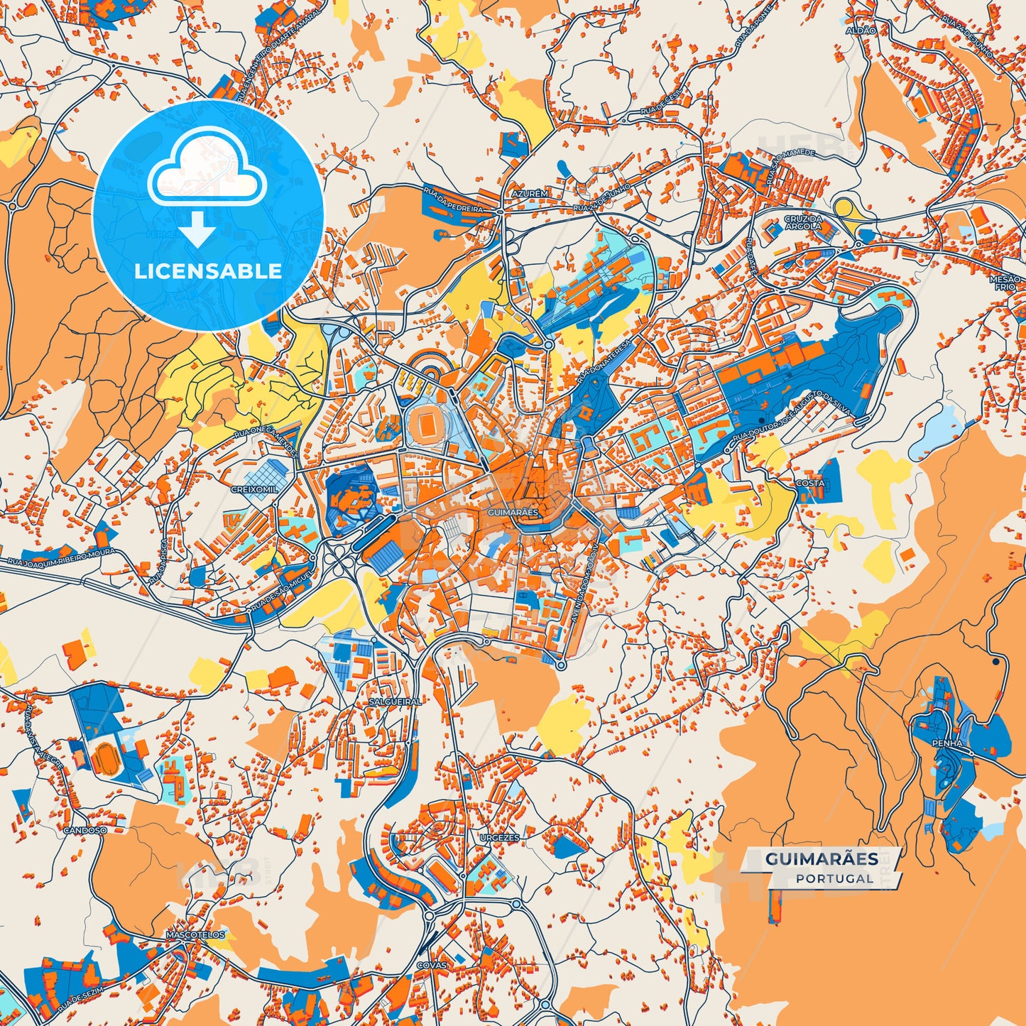 Canvas Print Template of Guimarães Street Map