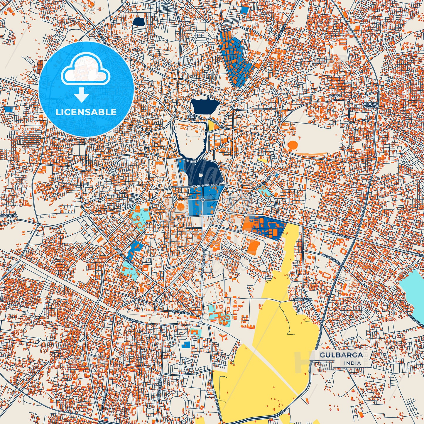 Canvas Print Template of Gulbarga Street Map