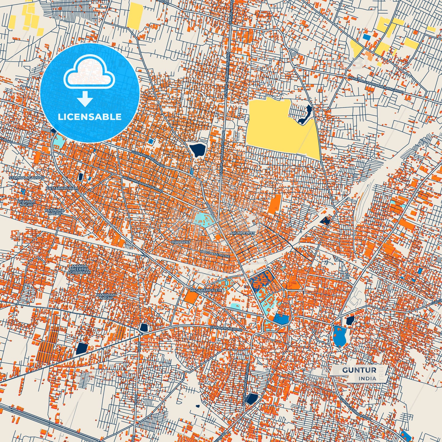 Canvas Print Template of Guntur Street Map