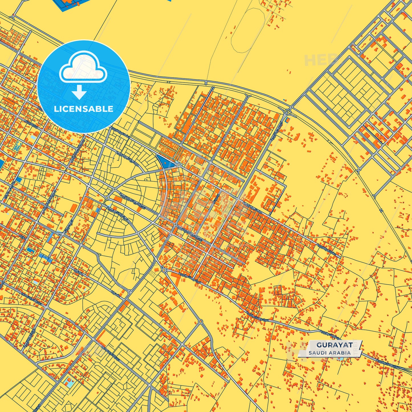 Canvas Print Template of Gurayat Street Map