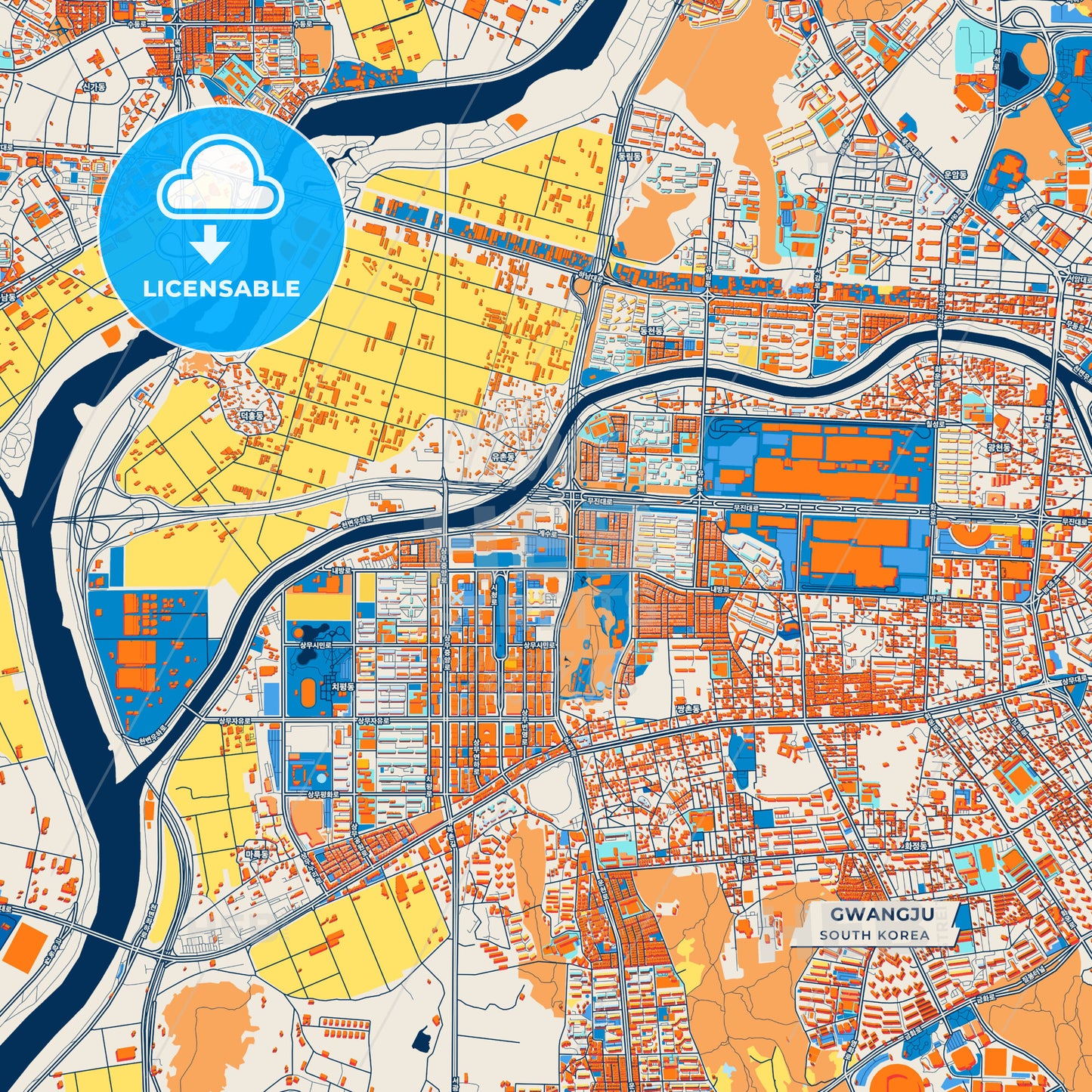 Canvas Print Template of Gwangju Street Map