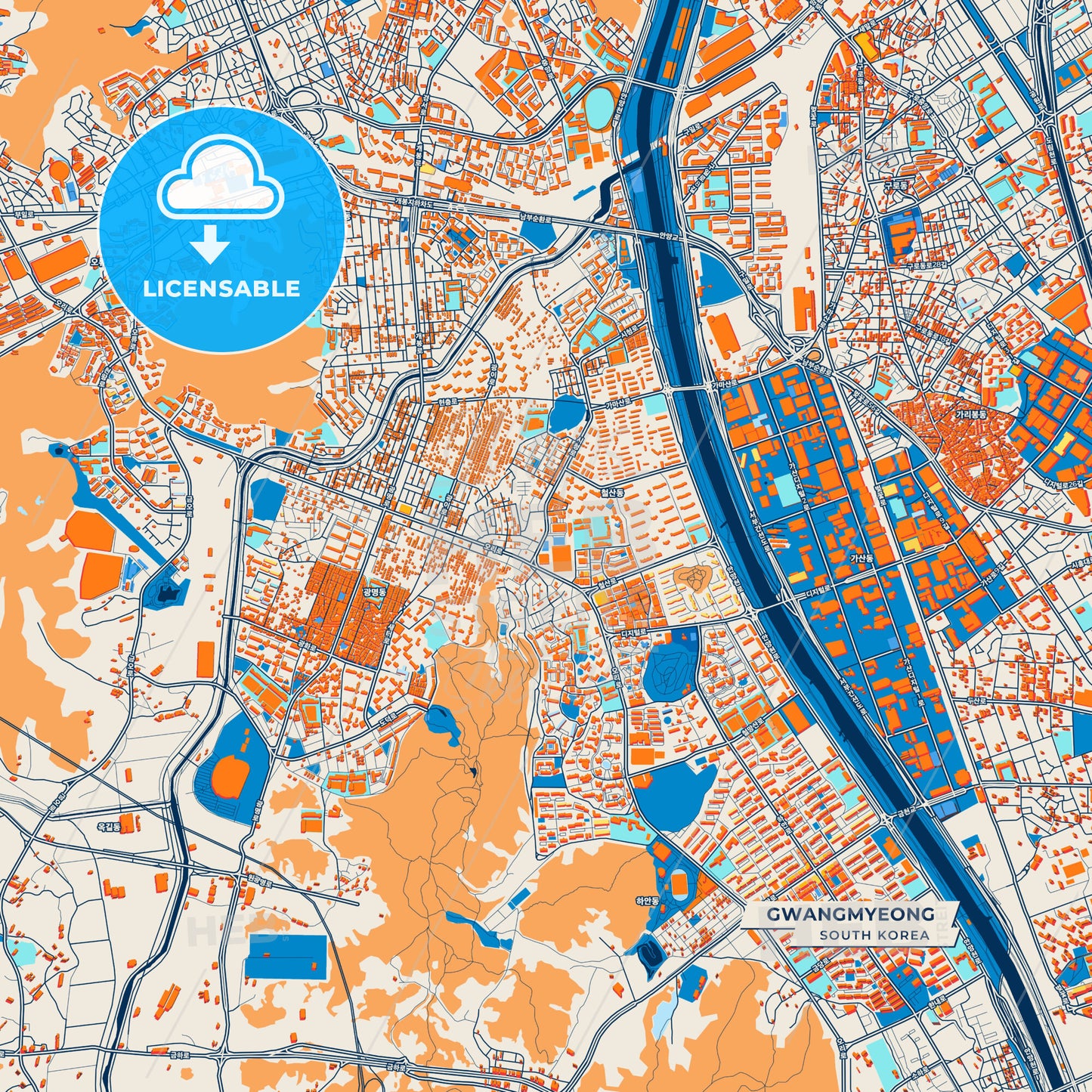 Canvas Print Template of Gwangmyeong Street Map
