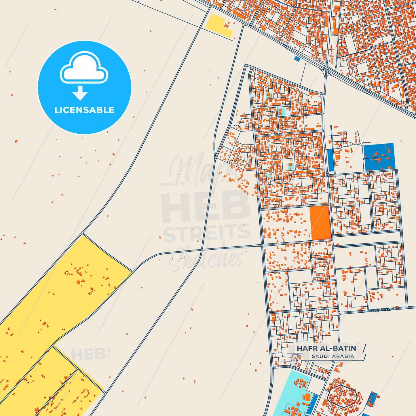 Canvas Print Template of Hafr Al-Batin Street Map