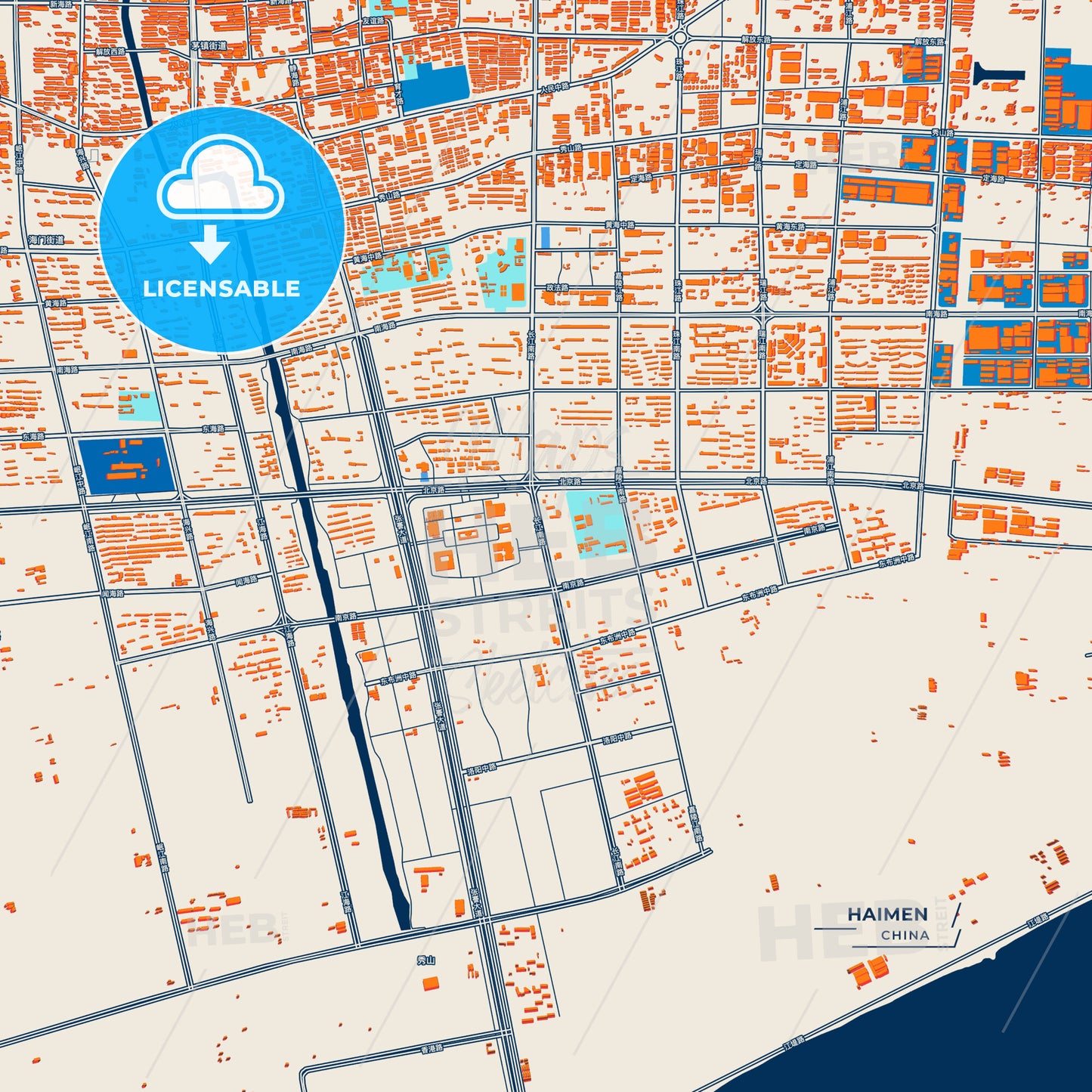 Canvas Print Template of Haimen Street Map