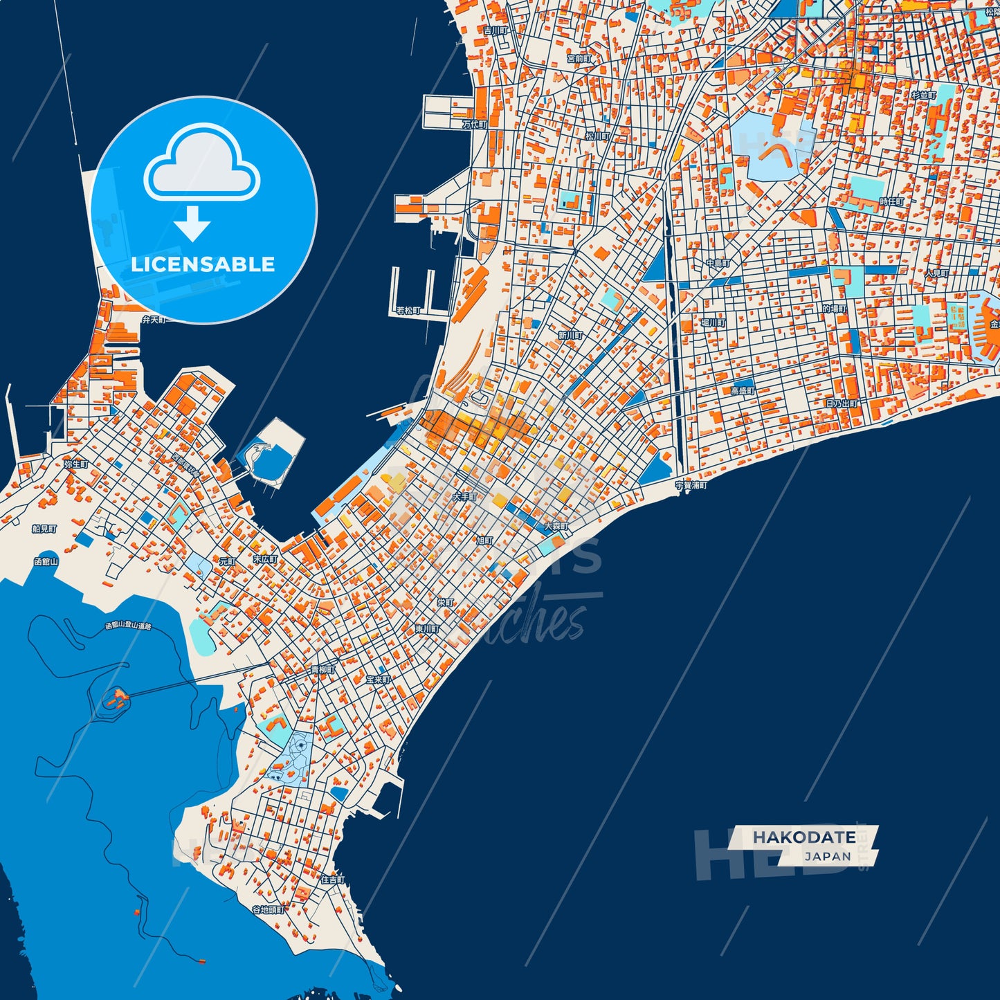 Canvas Print Template of Hakodate Street Map