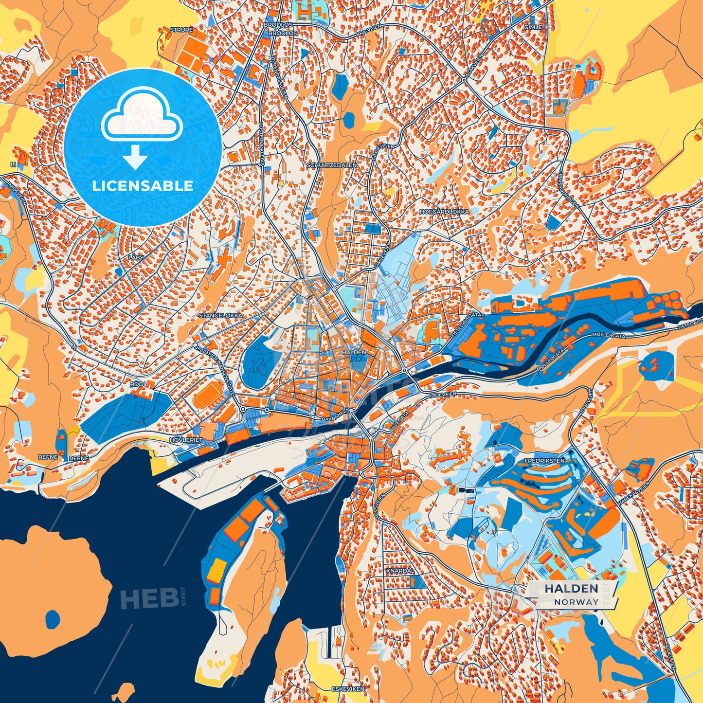 Canvas Print Template of Halden Street Map