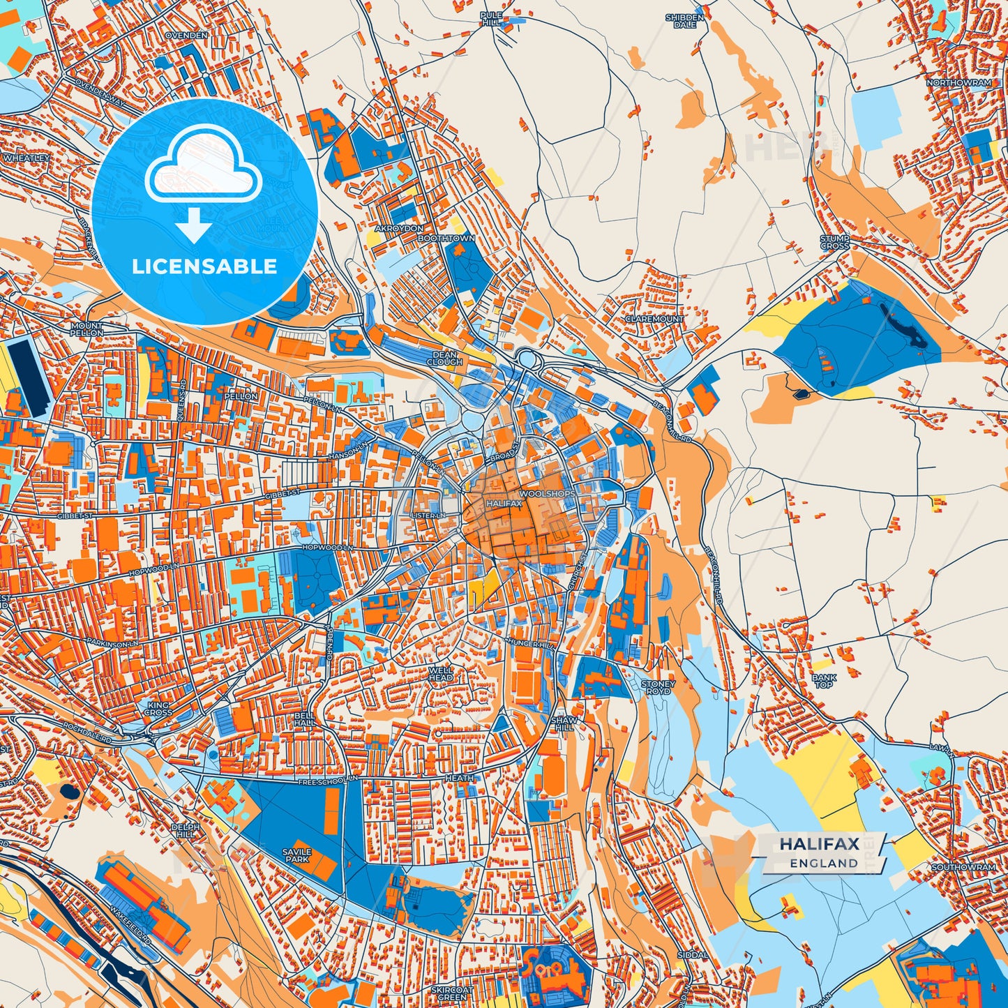 Canvas Print Template of Halifax Street Map