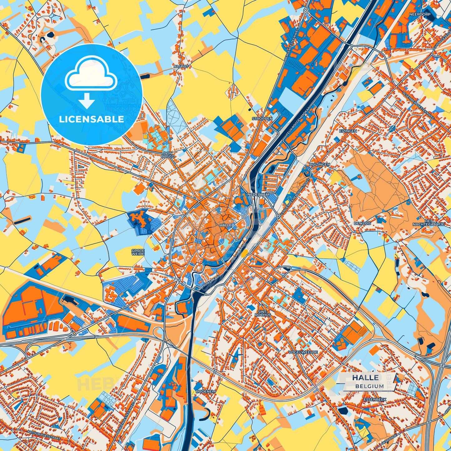 Canvas Print Template of Halle Street Map