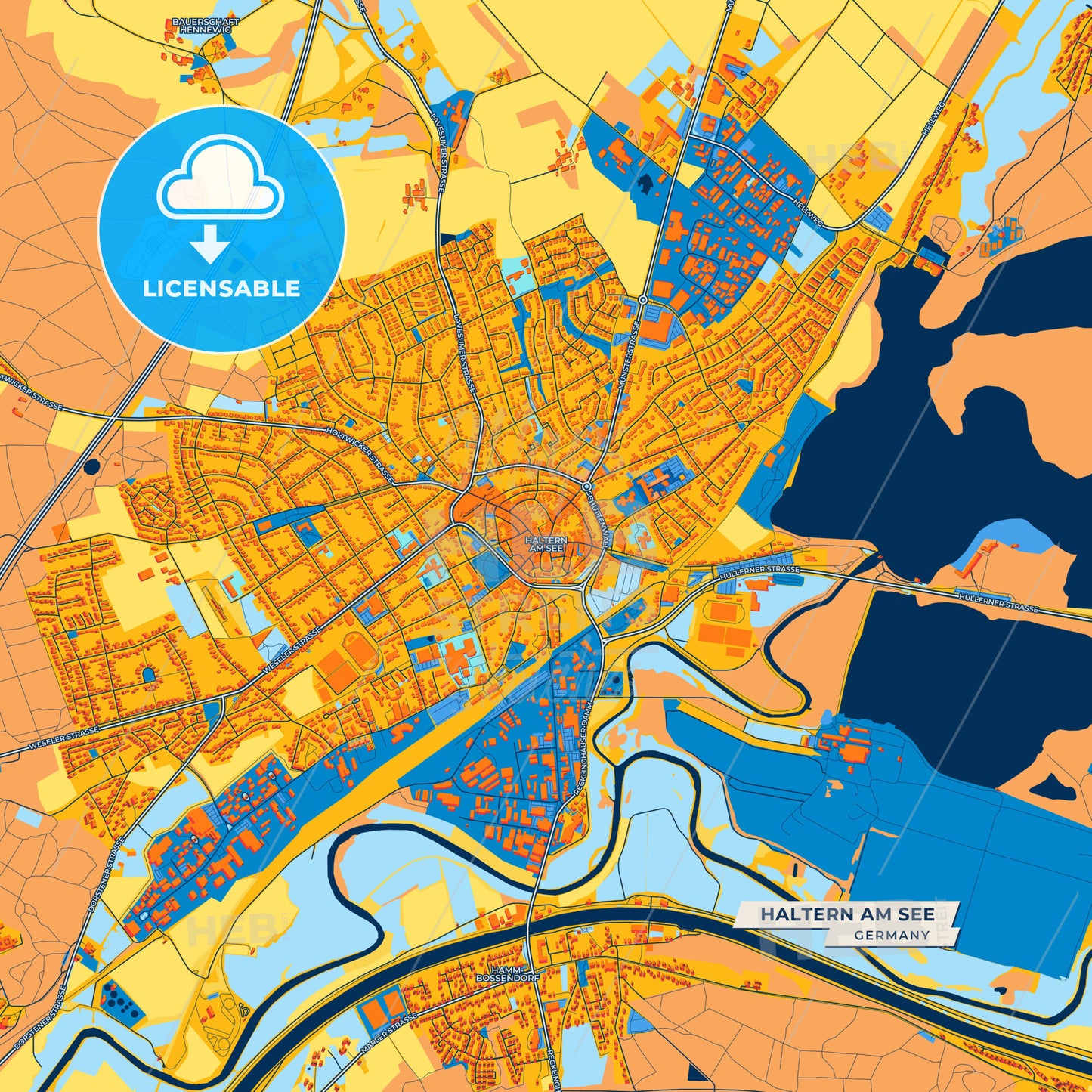 Canvas Print Template of Haltern am See Street Map