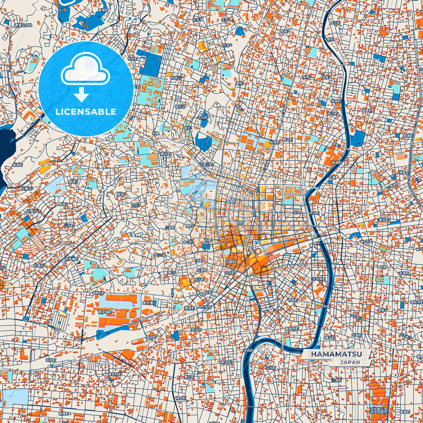 Canvas Print Template of Hamamatsu Street Map