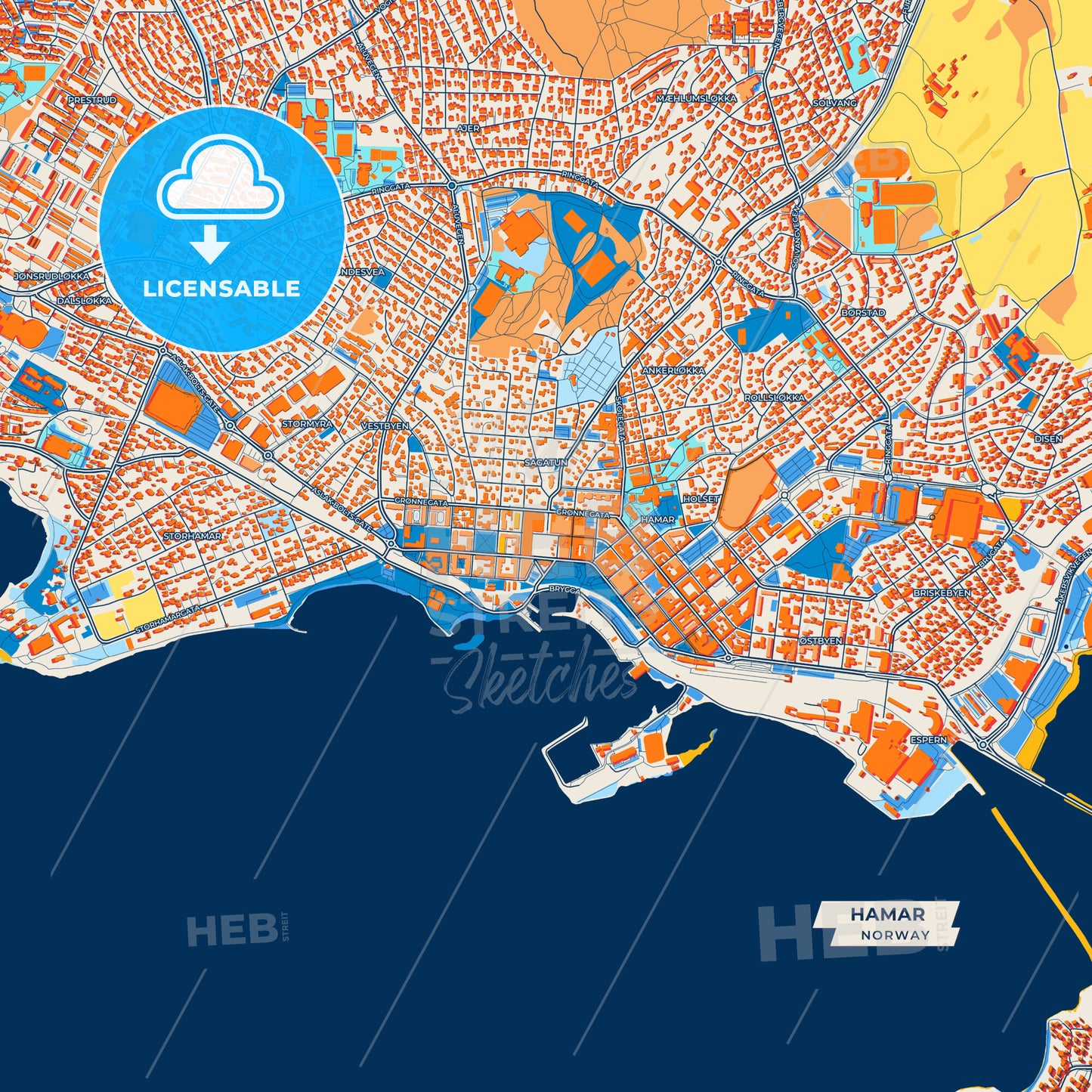Canvas Print Template of Hamar Street Map