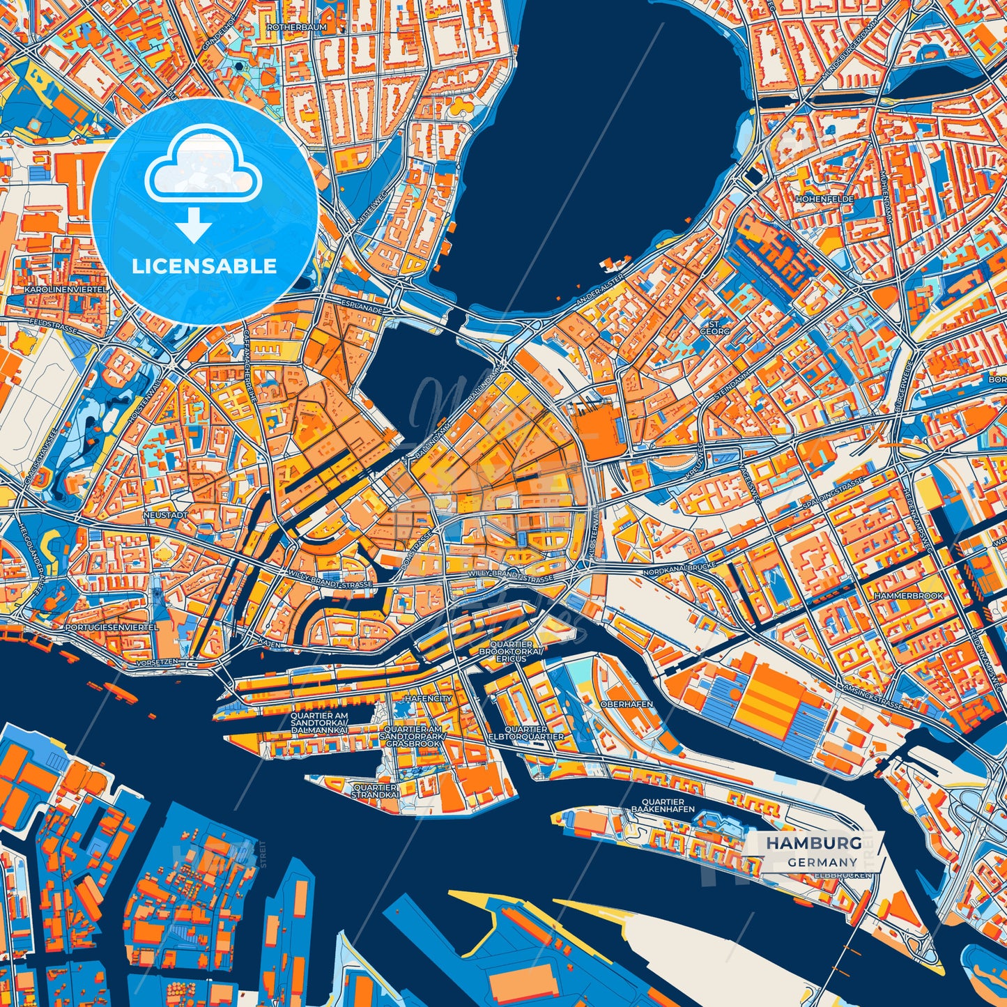 Canvas Print Template of Hamburg Street Map