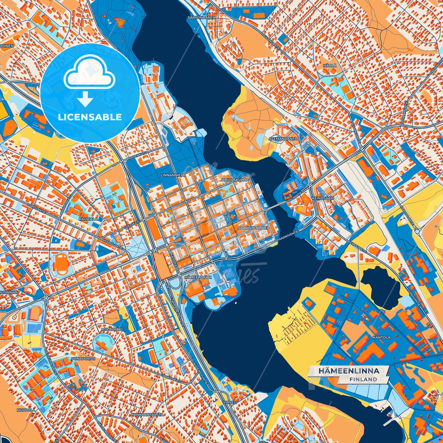 Canvas Print Template of Hämeenlinna Street Map