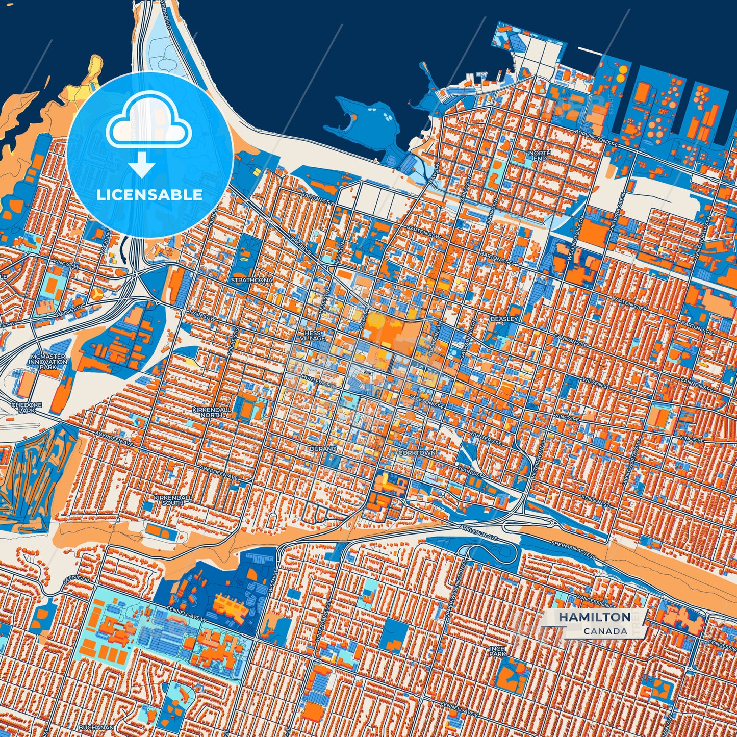 Canvas Print Template of Hamilton Street Map