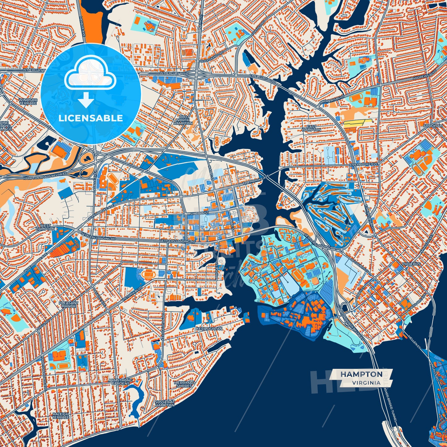 Canvas Print Template of Hampton Street Map
