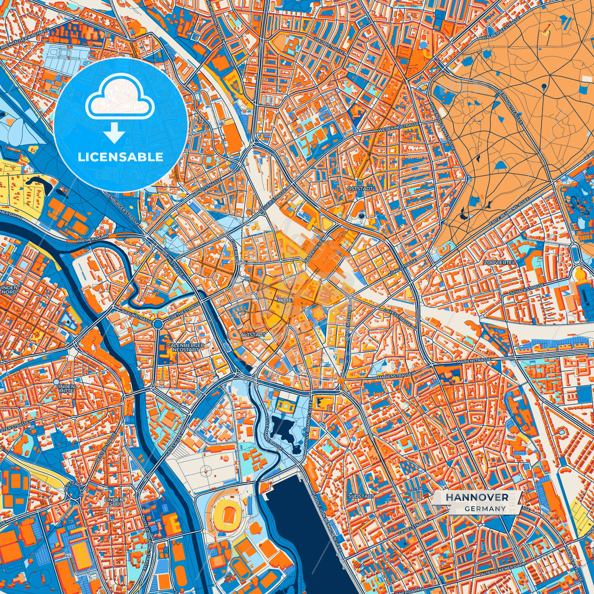 Canvas Print Template of Hannover Street Map