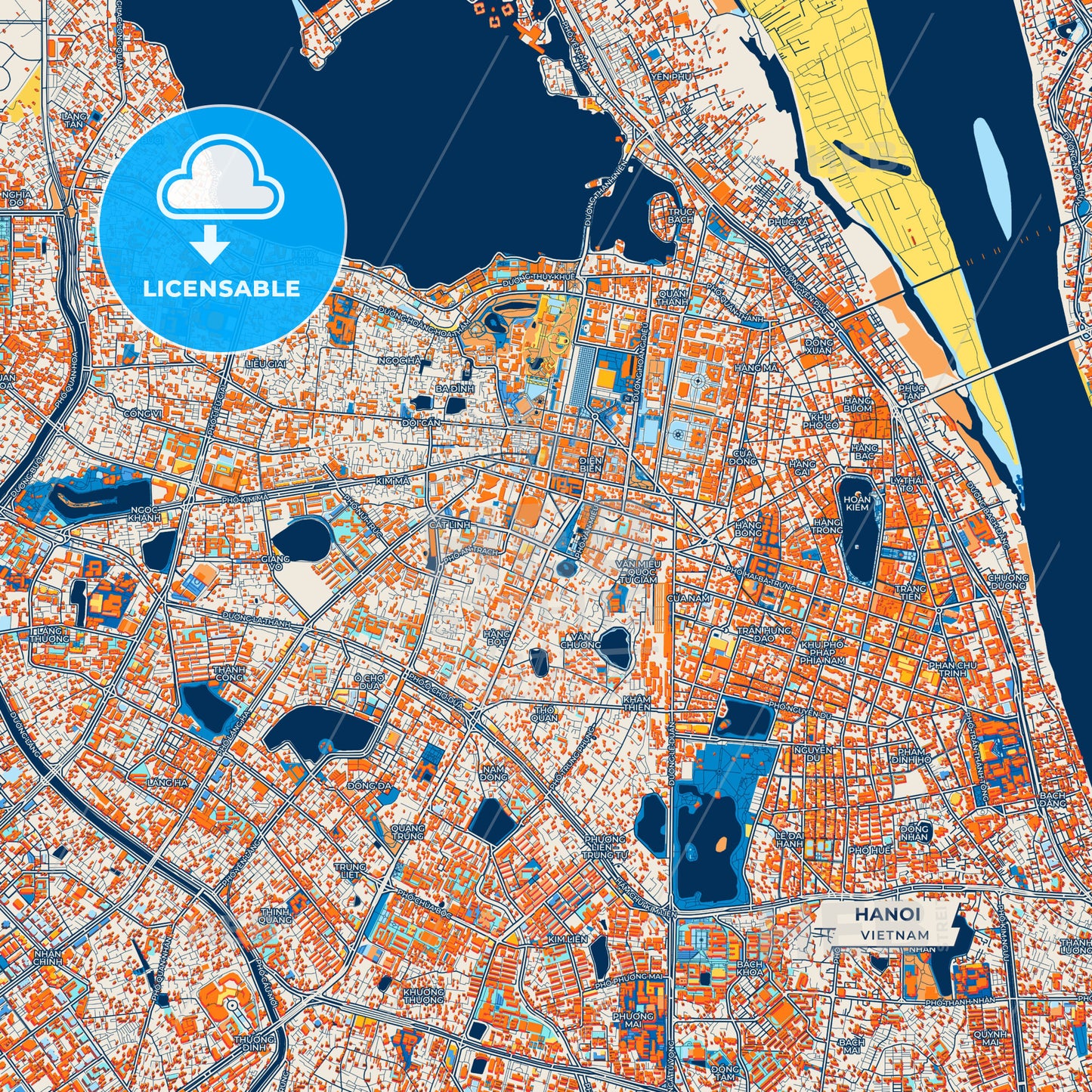 Canvas Print Template of Hanoi Street Map