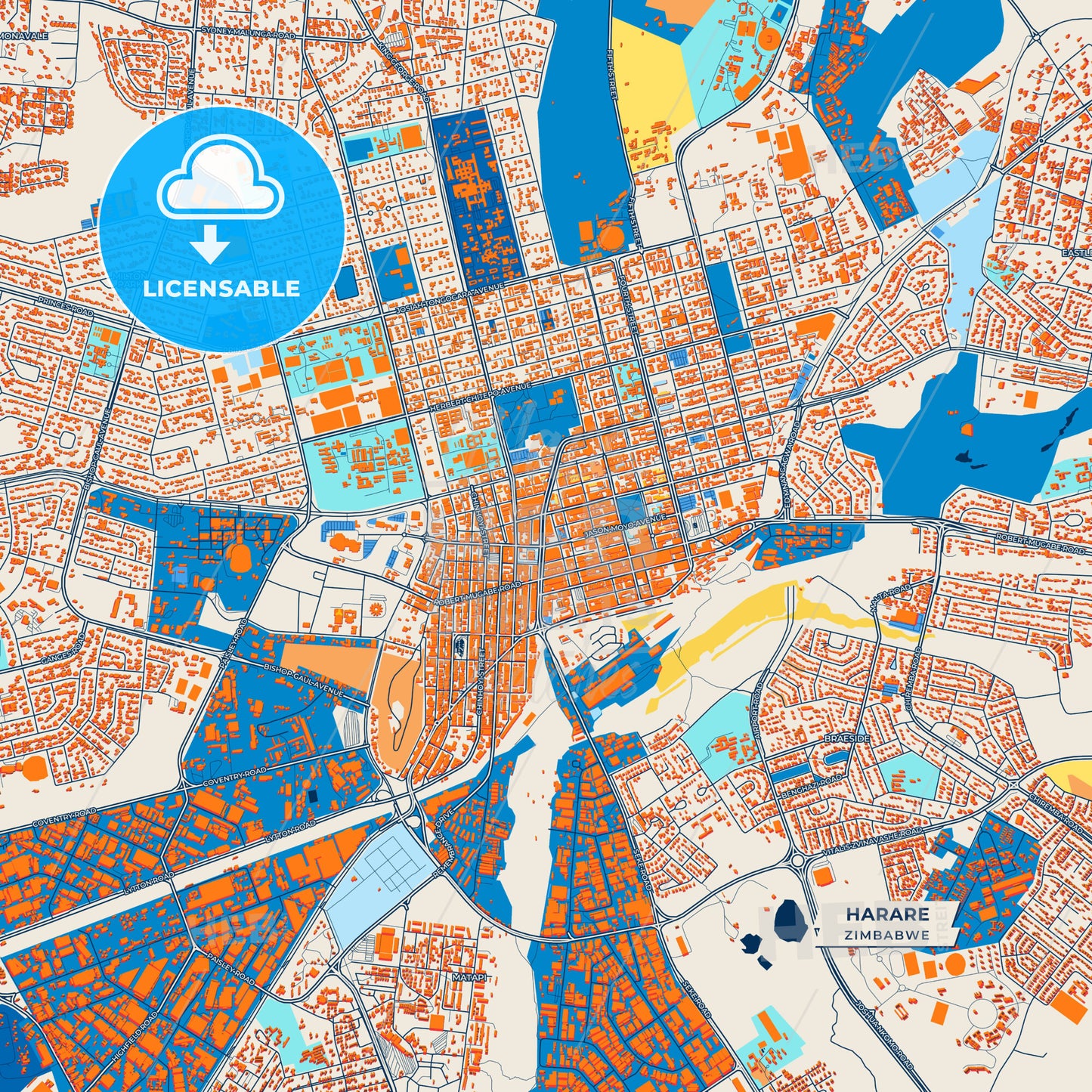 Canvas Print Template of Harare Street Map