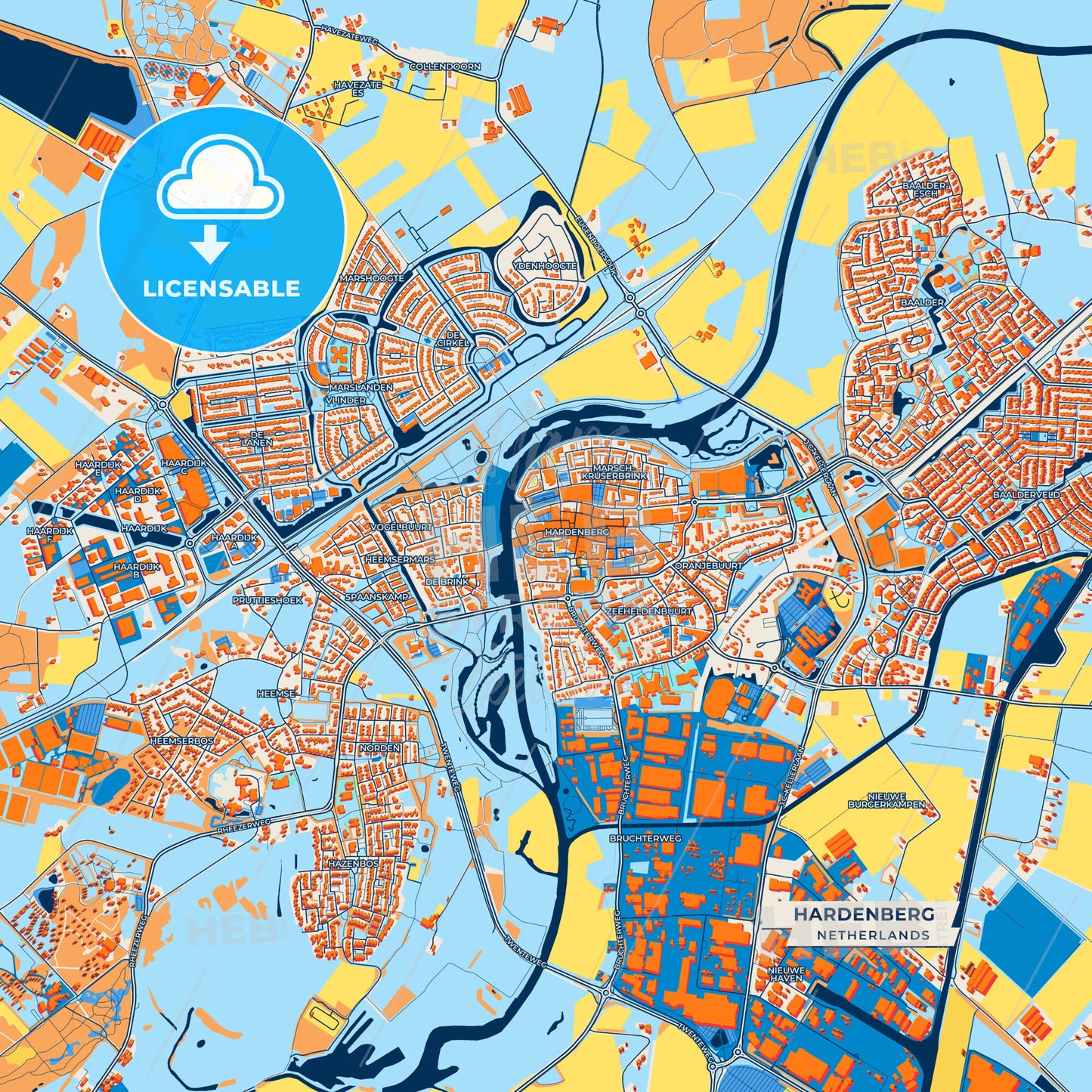 Canvas Print Template of Hardenberg Street Map