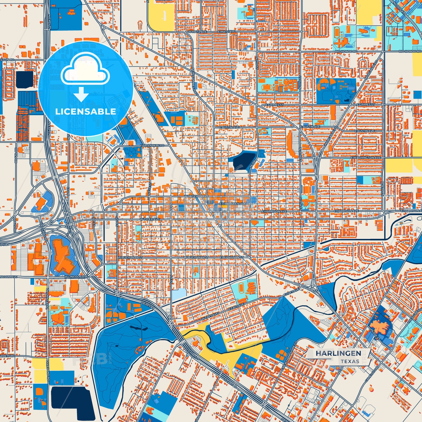 Canvas Print Template of Harlingen Street Map