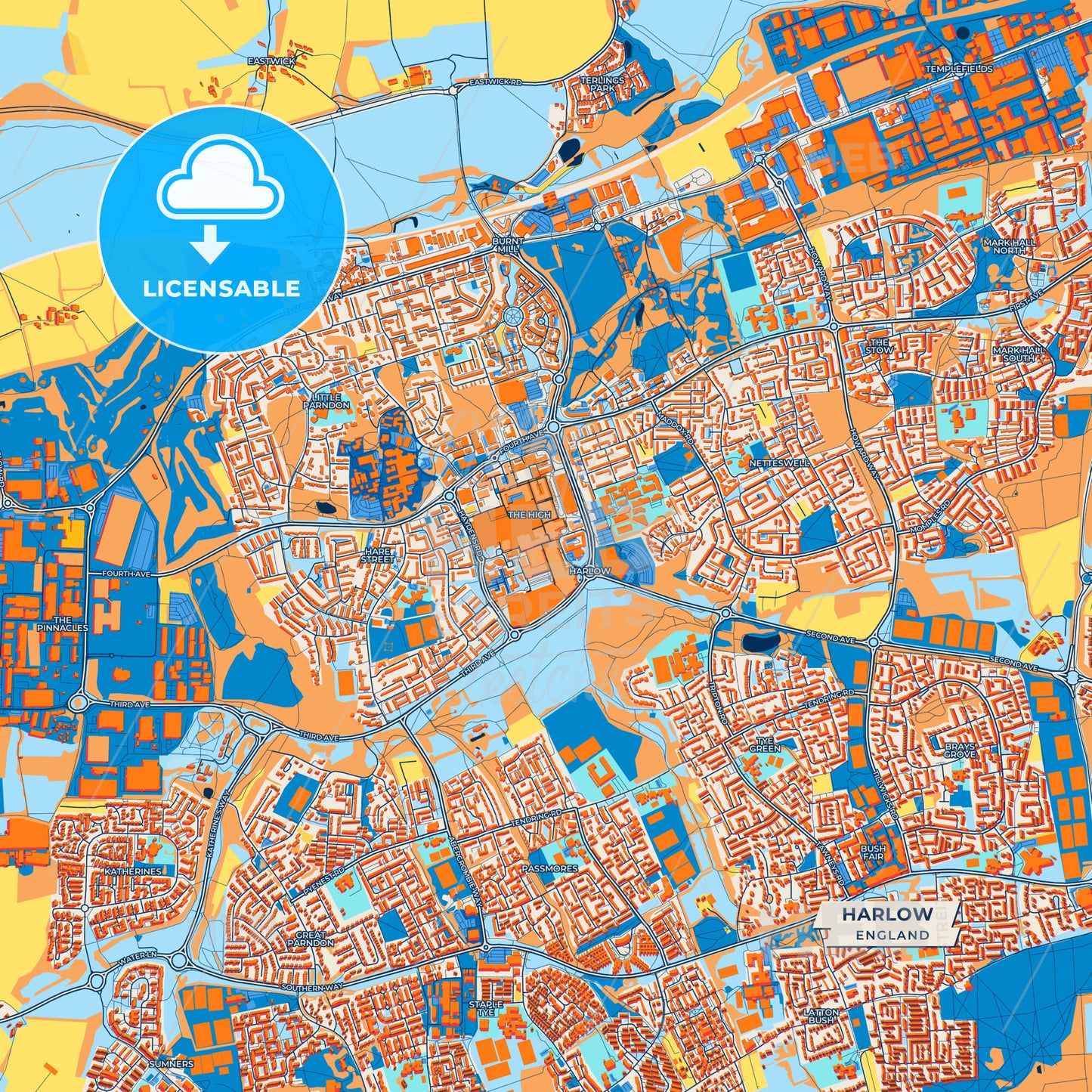 Canvas Print Template of Harlow Street Map