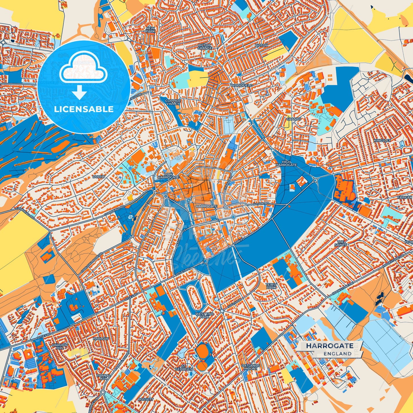 Canvas Print Template of Harrogate Street Map
